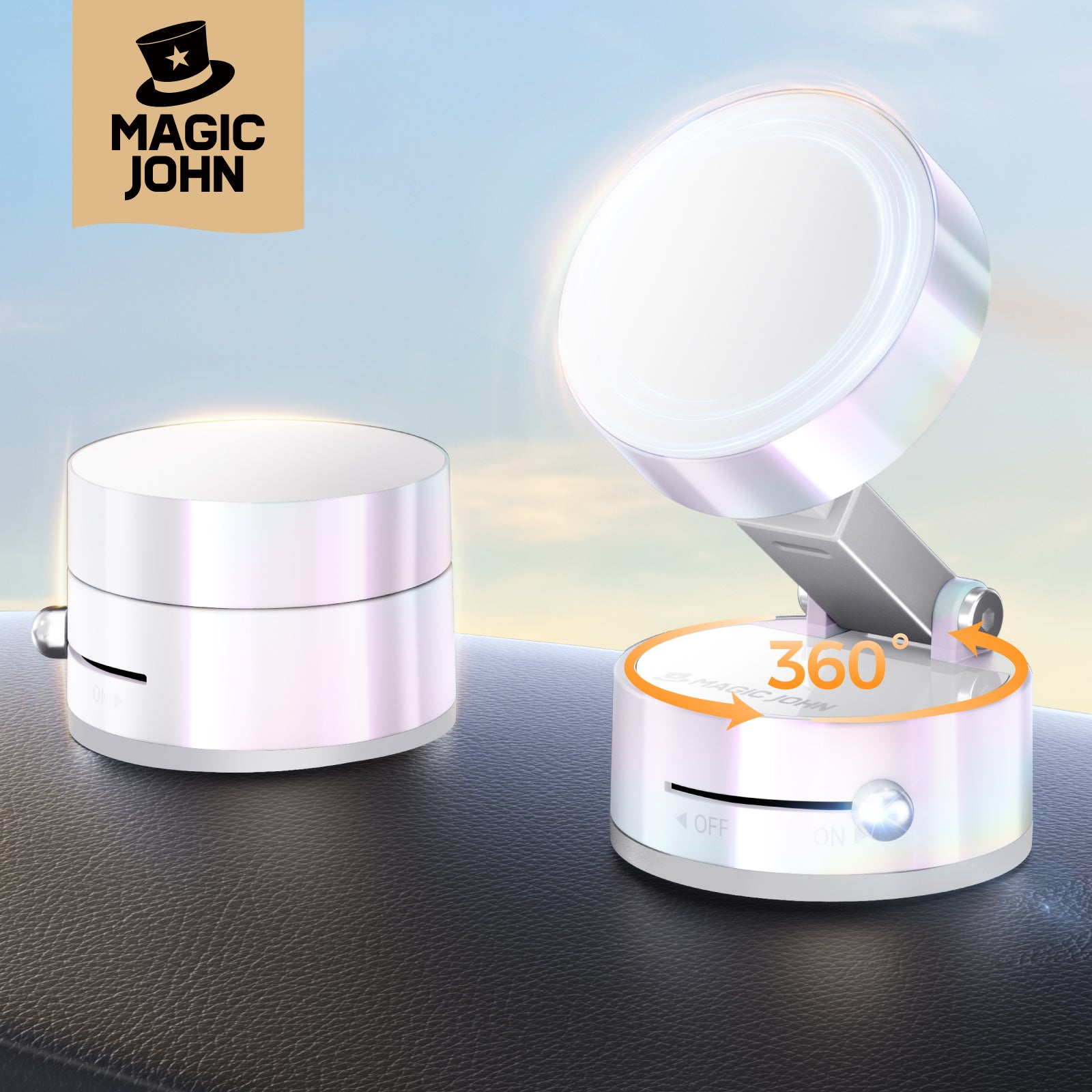 MAGIC JOHN Upgraded Magnetic Phone Holder with 360° Rotation, Strong Magnet, Foldable and Portable Design