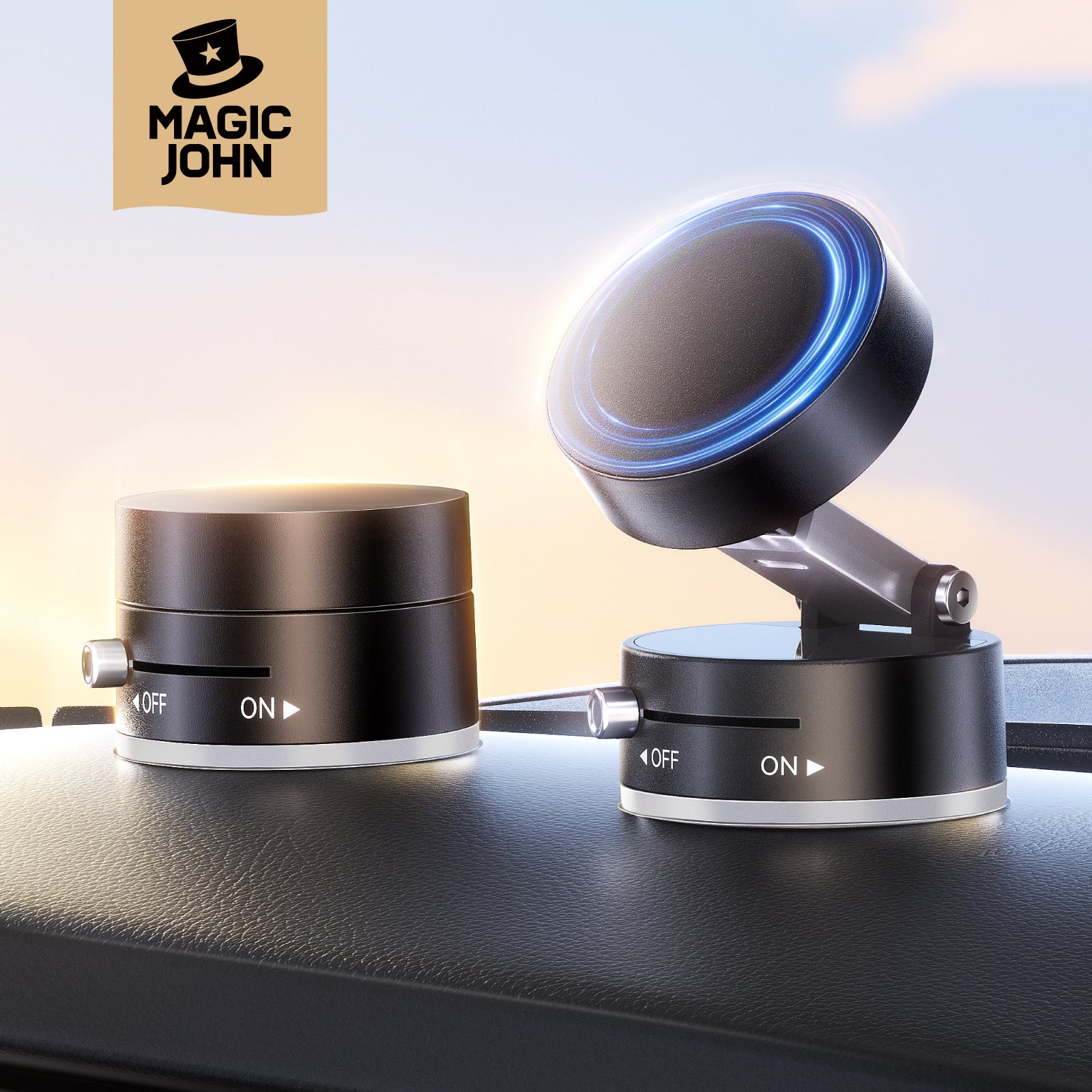MAGIC JOHN Upgraded Magnetic Phone Holder with 360° Rotation, Strong Magnet, Foldable and Portable Design