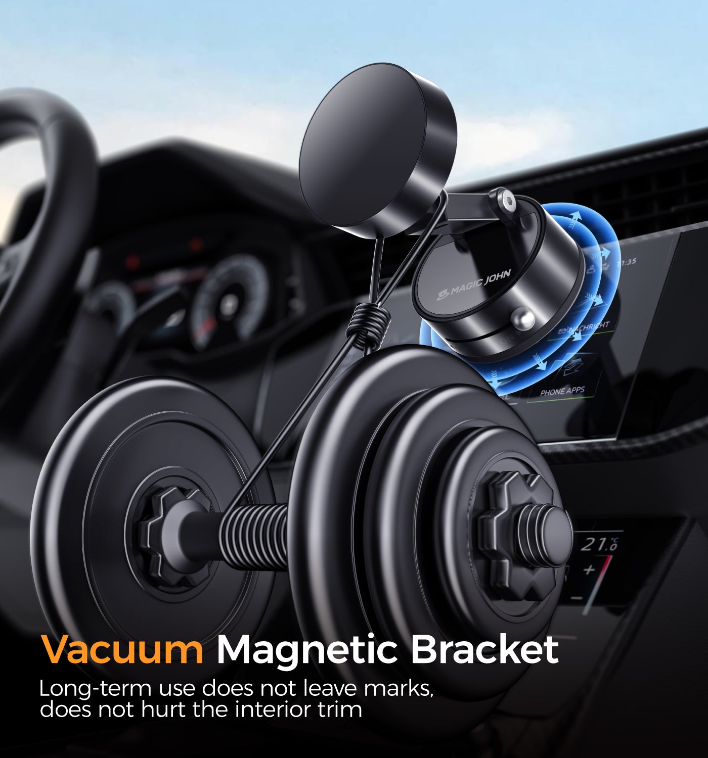MAGIC JOHN Upgraded Magnetic Phone Holder with 360° Rotation, Strong Magnet, Foldable and Portable Design