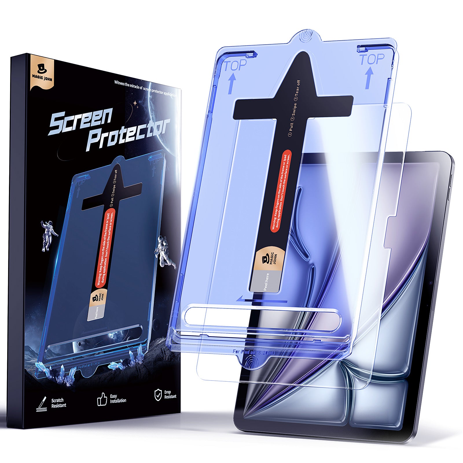 MAGIC JOHN Screen Protector for iPad Tempered Glass Film Case Friendly & Apple Pencil Compatible